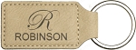 Light Brown Leatherette Rectangle Keychain
