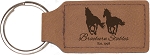 Dark Brown Leatherette Rectangle Keychain