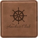 Square Dark Brown Leatherette Coaster