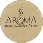 Round Light Brown Leatherette Coaster
