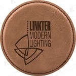 Round Dark Brown Leatherette Coaster