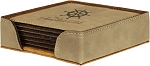 Square Light Brown Leatherette 6-Coaster Set