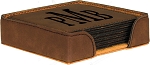 Square Dark Brown Leatherette 6-Coaster Set
