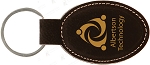 Black Leatherette Oval Keychain