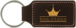 Black Leatherette Rectangle Keychain