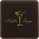 Square Black Leatherette Coaster