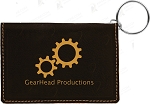 Black Leatherette Keychain ID Holder