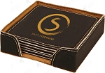 Square Black Leatherette 6-Coaster Set