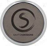 Round Gray Leatherette Coaster with Silver Edge