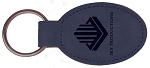 Blue Leatherette Oval Keychain