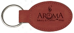 Rose Leatherette Oval Keychain