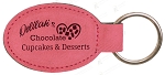 Pink Leatherette Oval Keychain
