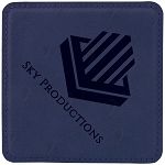 Square Blue Leatherette Coaster