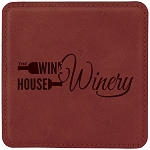 Square Blue Leatherette Coaster