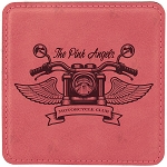 Square Pink Leatherette Coaster