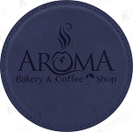 Round Blue Leatherette Coaster
