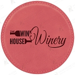 Round Pink Leatherette Coaster