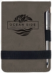Gray Leatherette Mini Notepad & Pen
