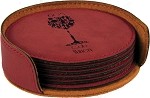Round Rose Leatherette 6-Coaster Set