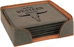 Square Gray Leatherette 6-Coaster Set