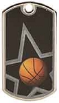 2 inch Black/Silver Basketball Laserable Star Dog Tag