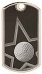 2 inch Black/Silver Golf Laserable Star Dog Tag