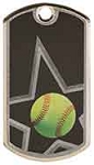 2 inch Black/Silver Softball Laserable Star Dog Tag