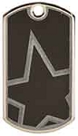 2 inch Black/Silver Laserable Star Dog Tag