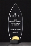 Flame Acrylic Award on Black and Gold Metal Base. 4