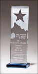 Glass Award with Etched Star and Mountain Peak  3-1/8