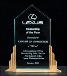 Peak Acrylic Award on a Gold Tone Finish Aluminum Base 9-1/2