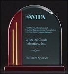 Arch Series Acrylic Award with Rosewood Piano Finish Base 7-1/2