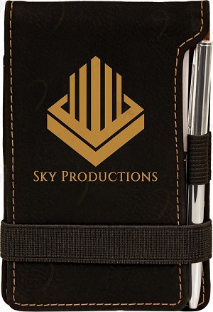 Black Leatherette Mini Notepad & Pen