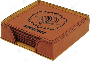 Square Rawhide Leatherette 6-Coaster Set