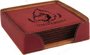 Square Rose Leatherette 6-Coaster Set