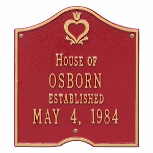 Red Gold Pennsylvania Dutch Anniversary Plaque Standard Wall Two Line