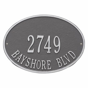 Pewter Silver Hawthorne Oval Standard Wall Two Line