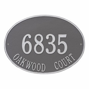 Pewter Silver Hawthorne Oval Estate Wall Two Line