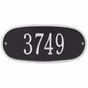 Black Silver Oval Plaque Std Wall One Line