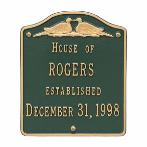 Green Gold Wedding Plaque Standard Wall Two Line