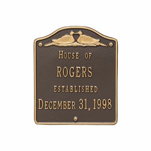 Bronze Gold Wedding Plaque Standard Wall Two Line