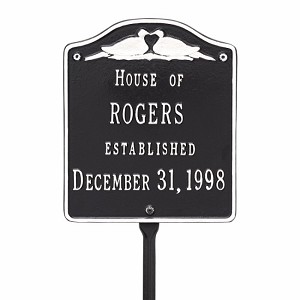 Black White Wedding Plaque Standard Lawn Two Line