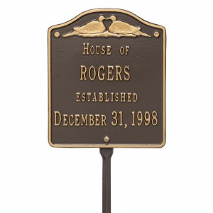 Bronze Gold Wedding Plaque Standard Lawn Two Line